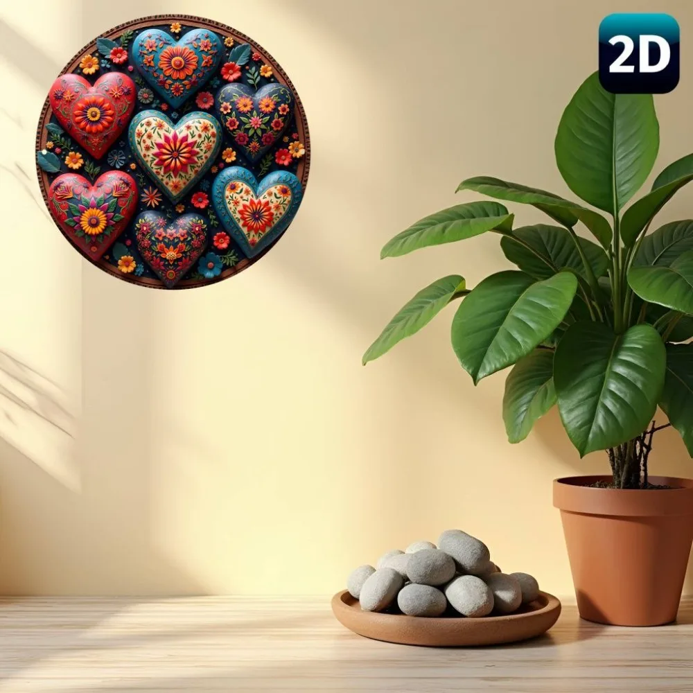 Mexican Folk Art Heart Wall Hanging - 8 Inch Colorful Aluminum Decor for Home, Halloween, Gift