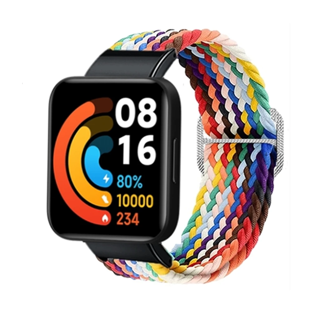 Nylon Strap para Redmi Watch 2 Lite, pulseira de alta qualidade, junta de metal, pulseira trançada, tecido elástico, banda de silicone