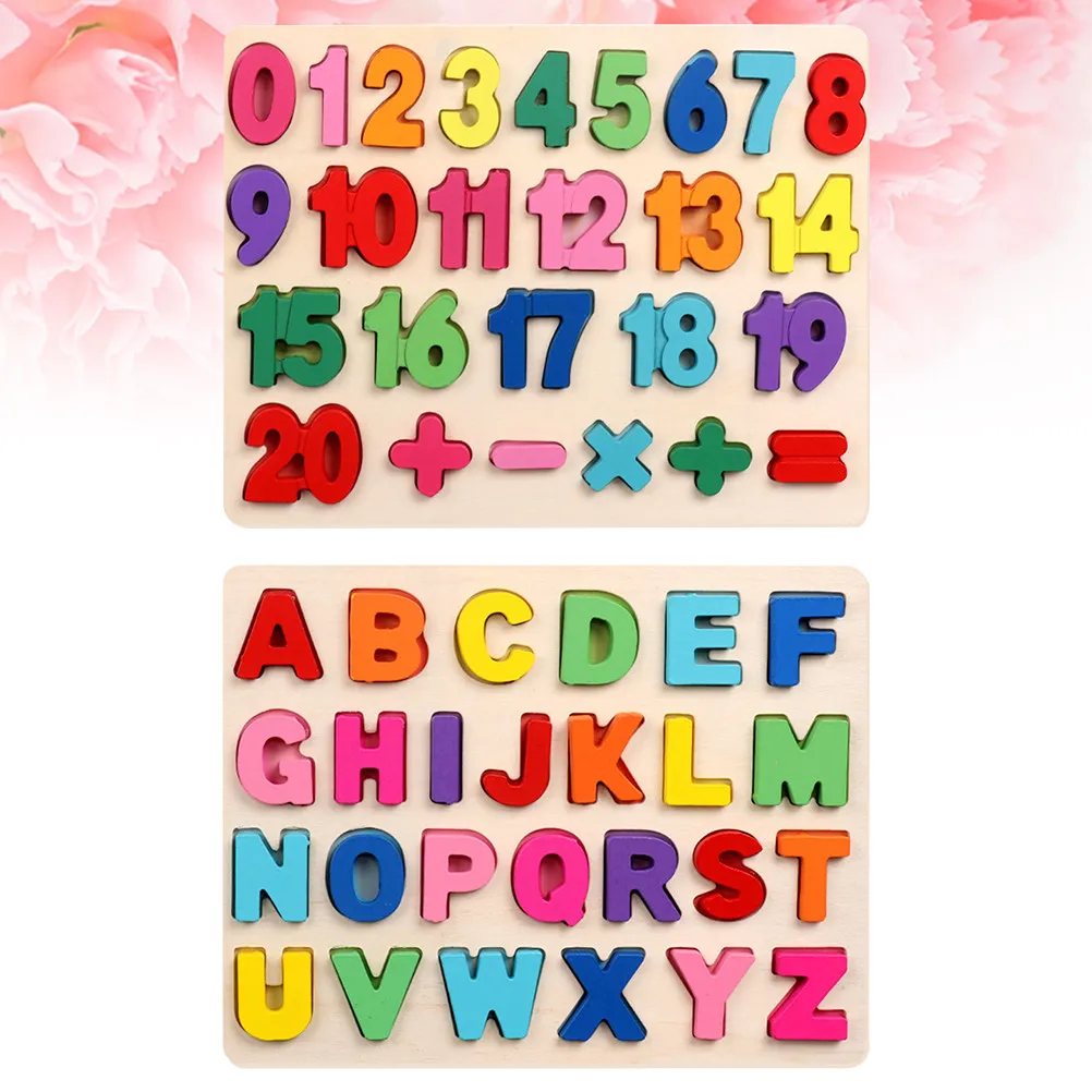 1Set Premium Wooden Number Alphabet Jigsaw Puzzle for Kids Counting Addition Subtraction Early Learning Cognitive Development