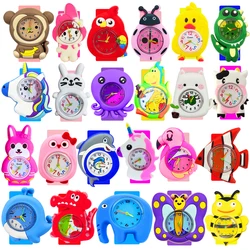 2024 New Cartoon Animal Toys Children's Watches Slap Wrist Bracelet Colorful Silicone Strap Kids Learn Time Watches Dropshipping