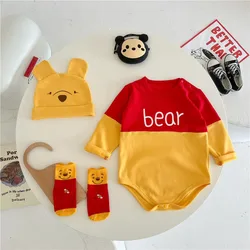 Winnie The Pooh Disney Bear Baby Bodysuit Newborn Long Sleeve Romper Toddler Boys Girls Jumpsuit Clothes K3529