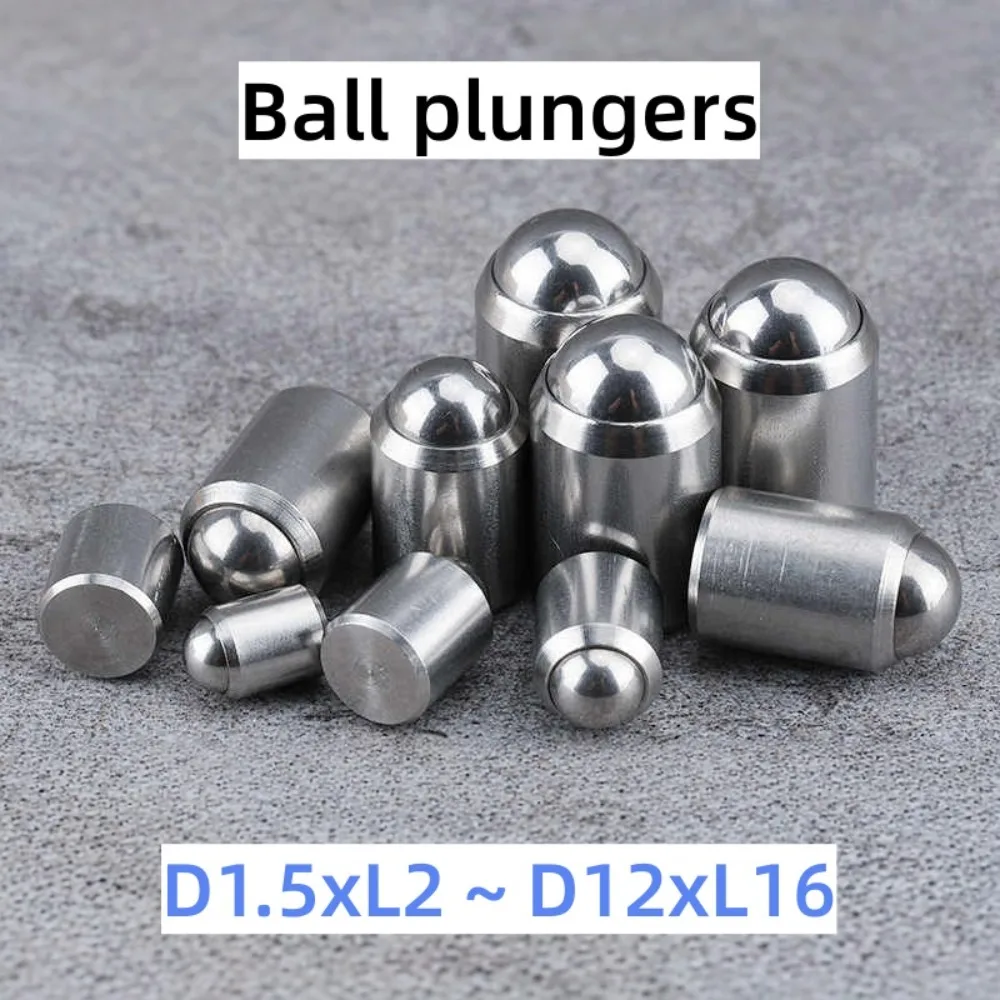 Press-Fit Spring Loaded Ball Plungers, 304SS Step-Free Ball Head Locating Pins, Size D1.5×L2 up to D12×L16 for Mold Positioning