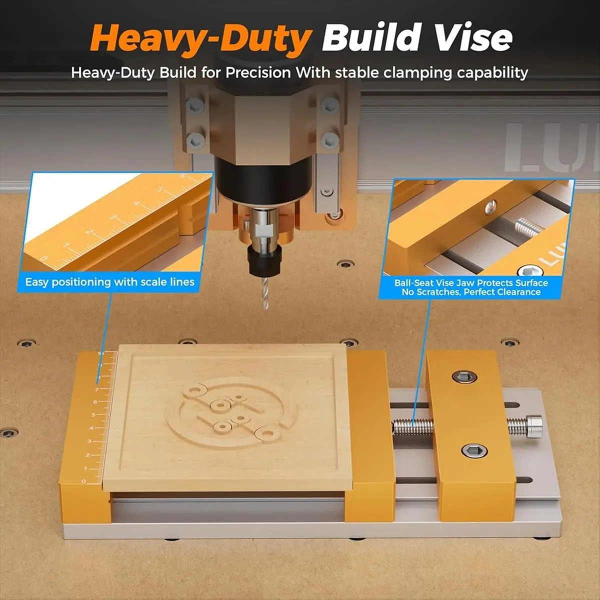 DT57 LATEST MODEL CNC Vise Worktable for Desktop CNC Router Machines - 7.87x3.94Inch (20x10cm),136mm Clamping Range, for Woodwor