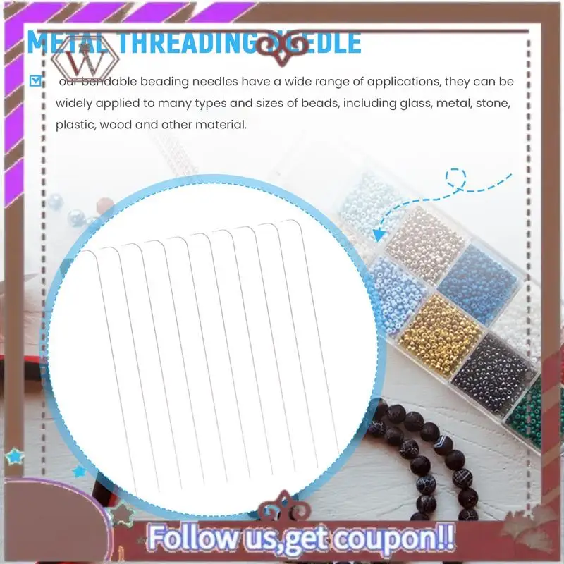 A95D-10 Pieces 6 Inches Curved Beading Needle Stainless Bead Spinner Needle String Bead Needle For Spin And String Bead