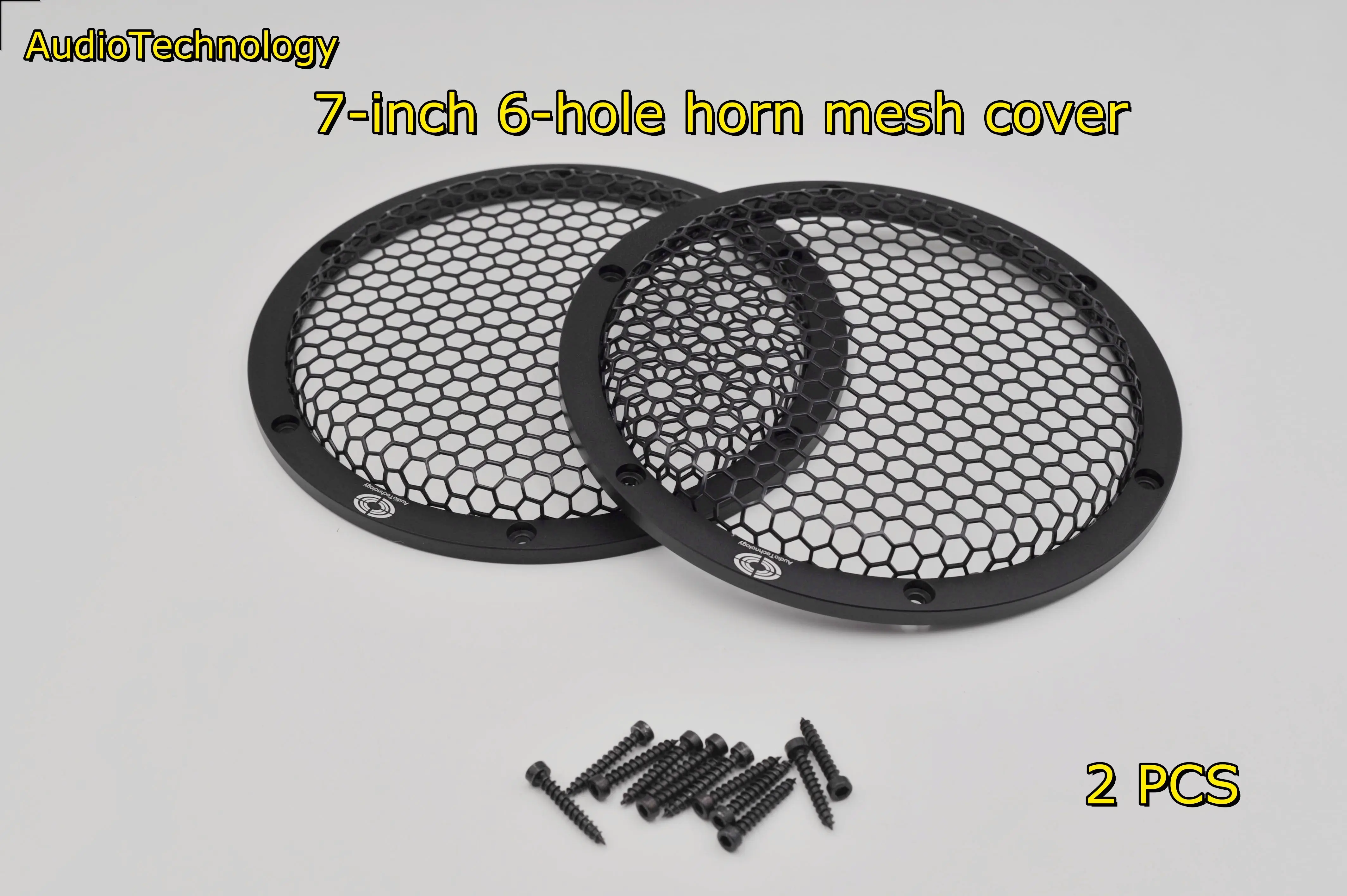 7-inch 6-hole speaker mesh cover protected and decorated with diamond cover aluminum alloy flat design for AudioTechnology bass