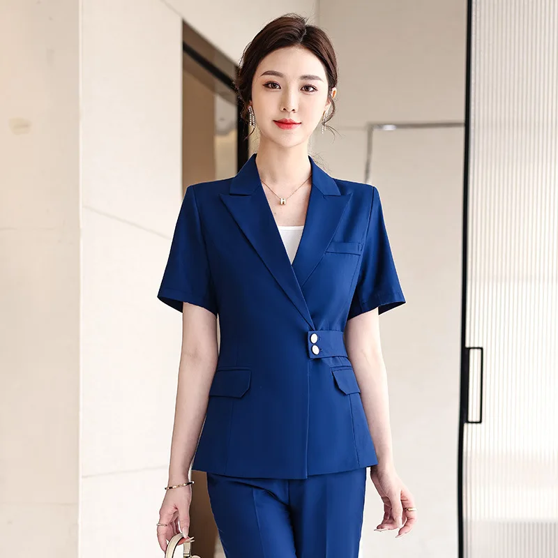 Summer Short Sleeve Suit Business Suit Female Temperament Goddess Style Hotel Reception Formal Dress Jewelry Shop Workwear