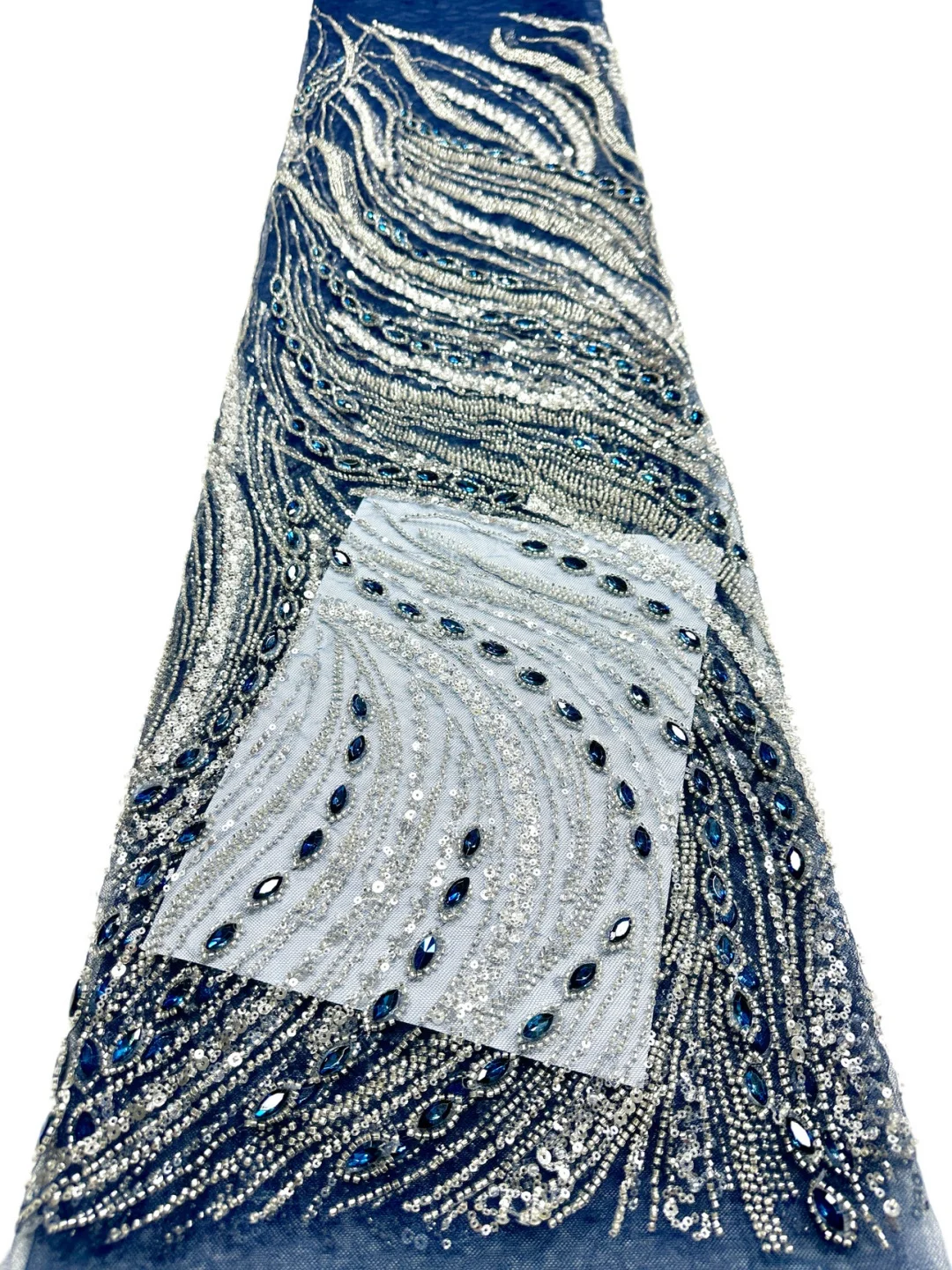 

Nigerian High-Quality African 2026 Embroidered Sequined Lace Fabric for Wedding Dresses Beaded Design Style