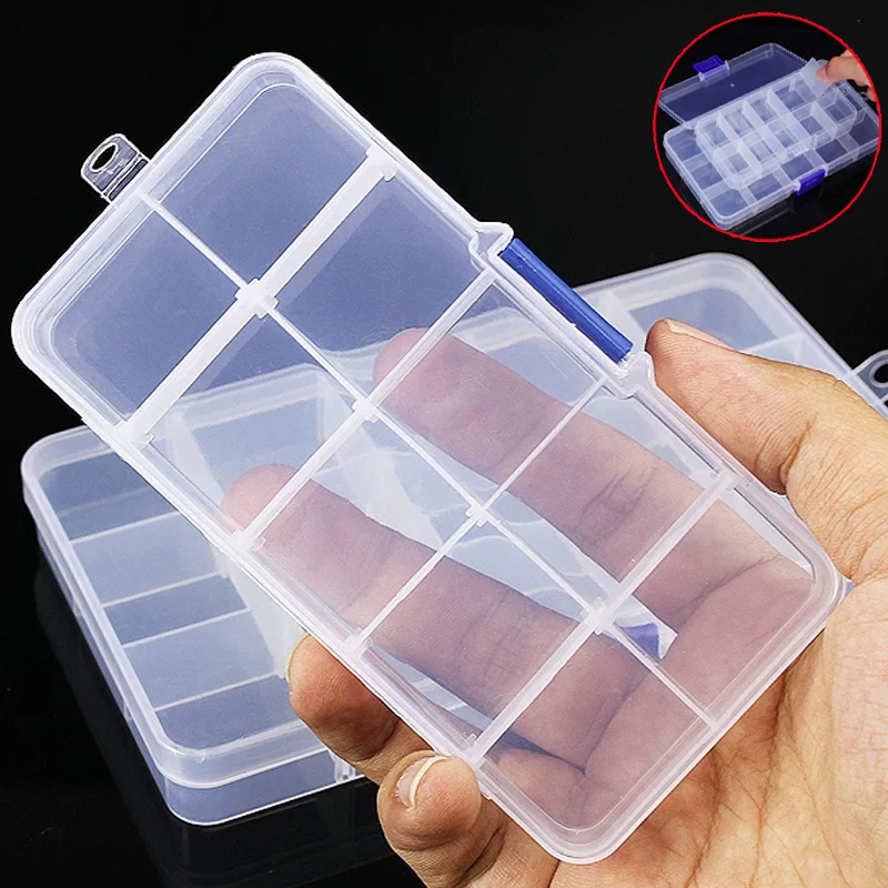 10/15Grids DIY Transparent Plastic Storage Box Small Organizer Ear Studs Detachable Accessory Box Jewelry Organizer Box
