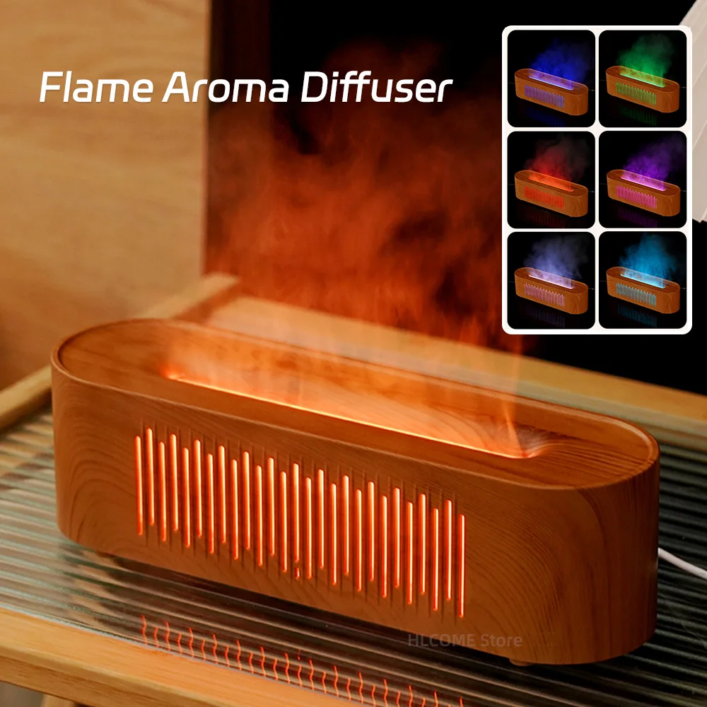 

Essential Oil Aroma Diffuser Flame Air Humidifier 260ml Ultrasonic Cool Mist Difusor with RGB Realistic Fire Night Light