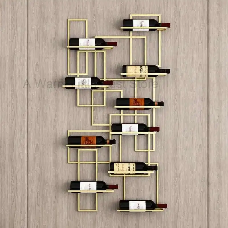 

European Simple Showcase for Shop Horizontal Hanging Display Red Wine Rack Creative Metal Design Display Cabinet for Dining Room