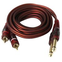 1.5m 6.35mm 1/4 Inch Plugs to 2 RCA Plugs Cable Adapter Converter Wire NEW