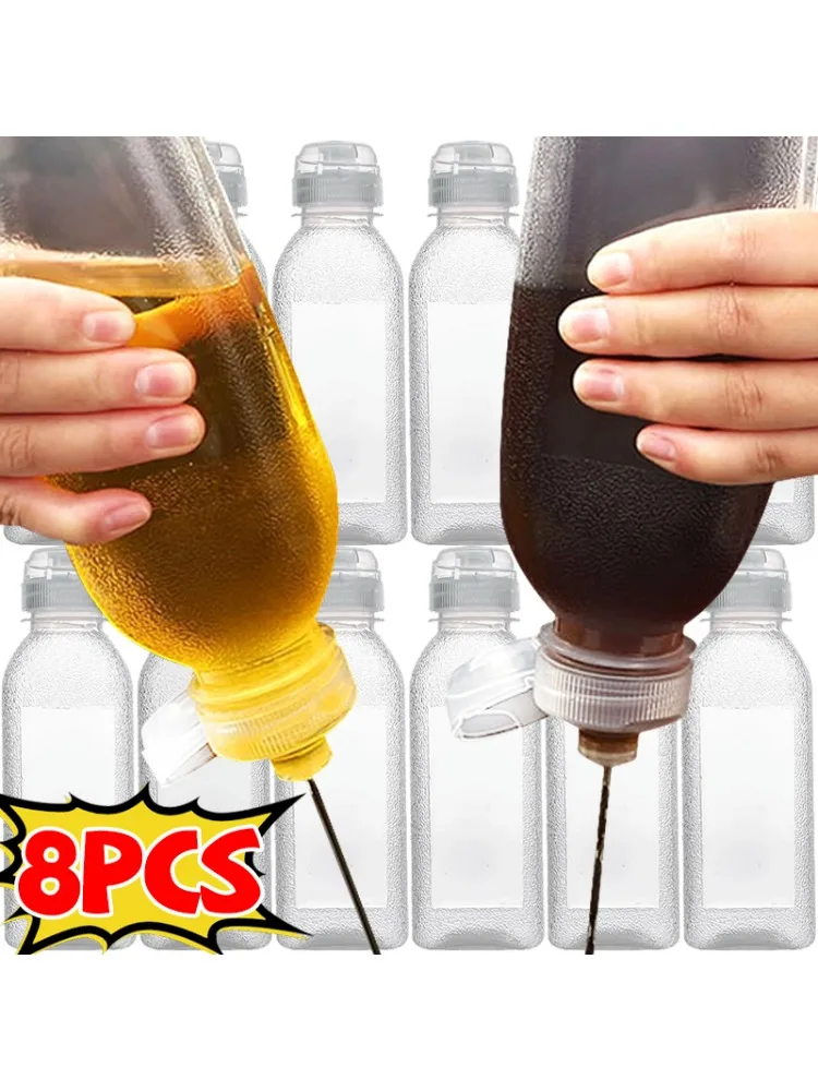 Bouteilles à presser étanches avec bouchons amovibles, pot transparent pour Sauces, Ketchup, huile, miel, stockage, cuisine, pique-niques, fournitures pour barbecue, 8 à 1 pièces