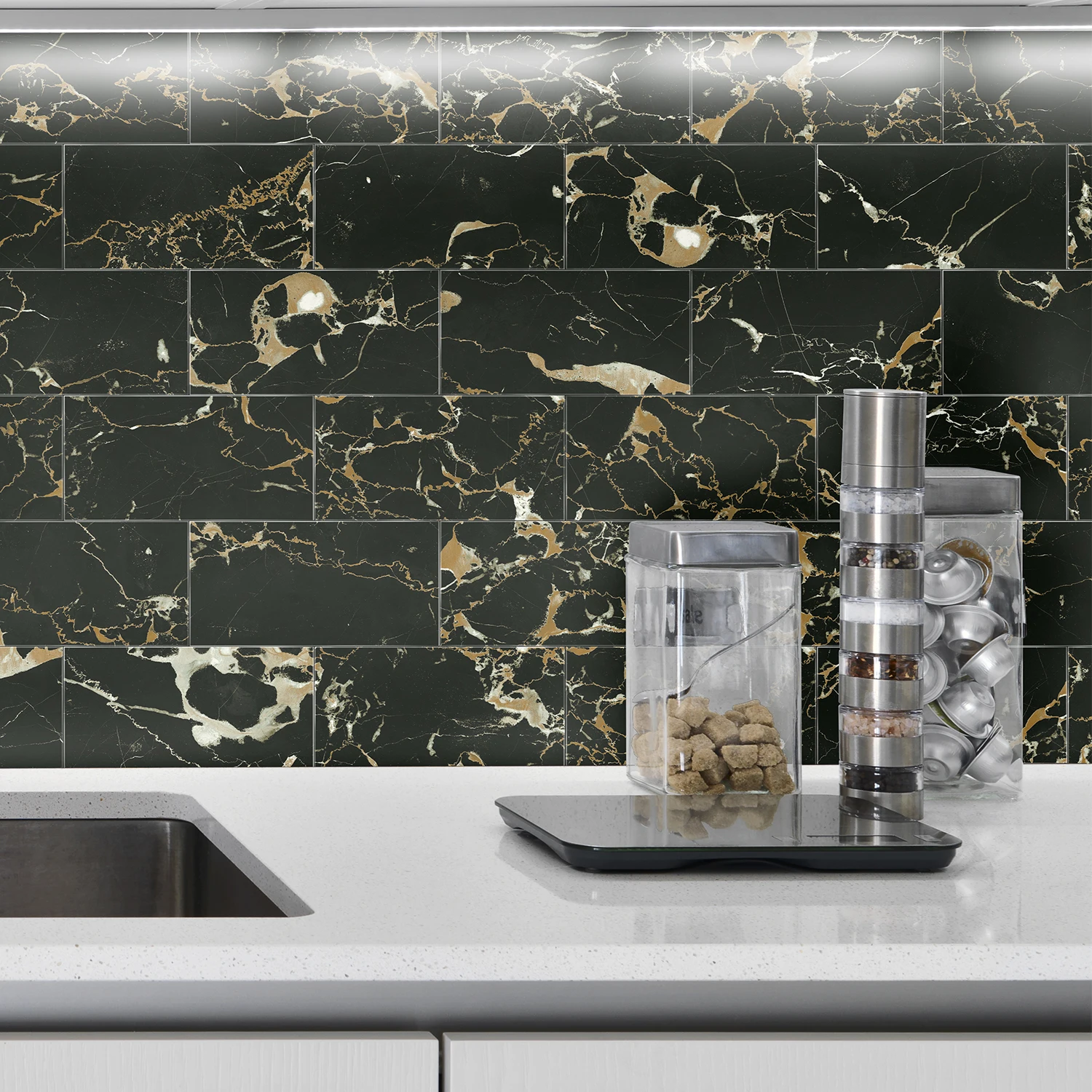 Alwayspon Thicker Design 3D Marble Peel and Stick Tile Backsplash,Vinyl Tile Sticker Flooring Self Adhesive Tile for Kitchen