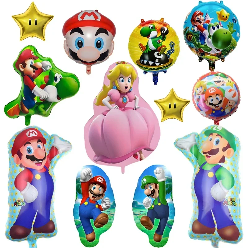 Super Marioes Bros Balloon Family Birthday Party Decoration Toy Kids Aluminum Foil Balloon Supplies Kids Birthday Party Gift