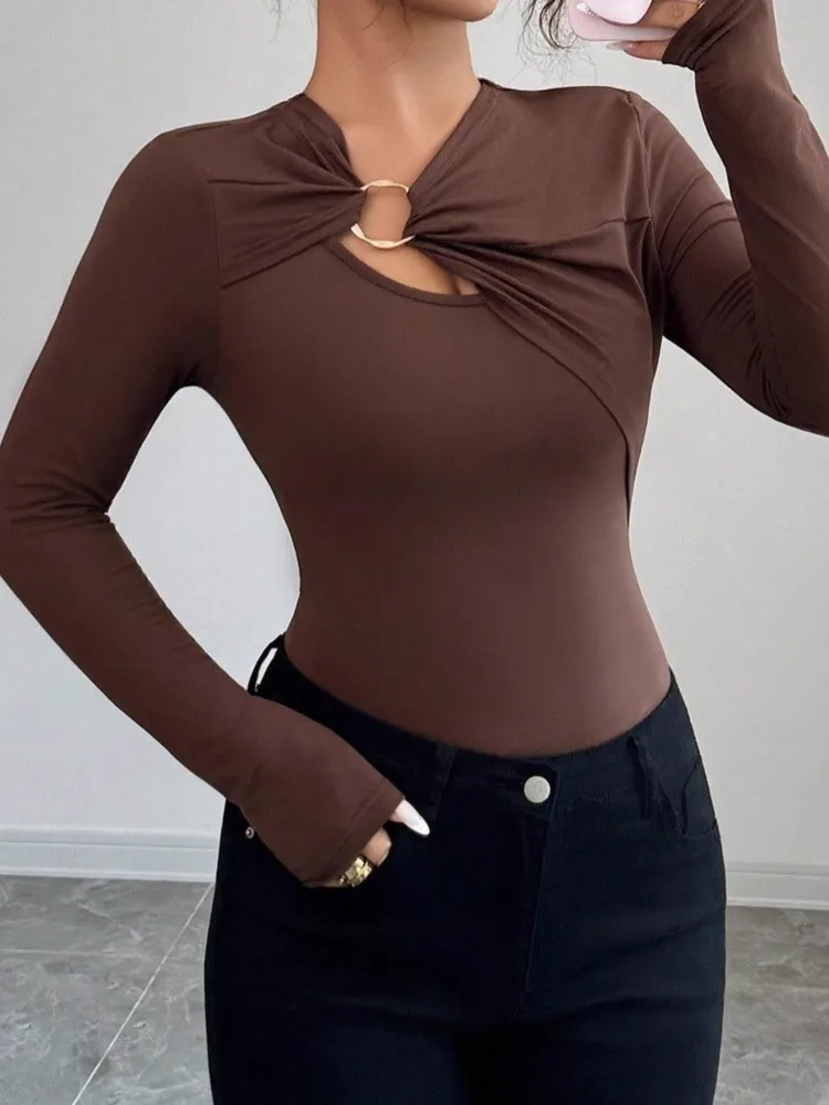 Autumn And Winter Women's Top Fashionable, Comfortable, Casual Temperament, Versatile For Commuting, Slim Fit, Asymmetrical Top