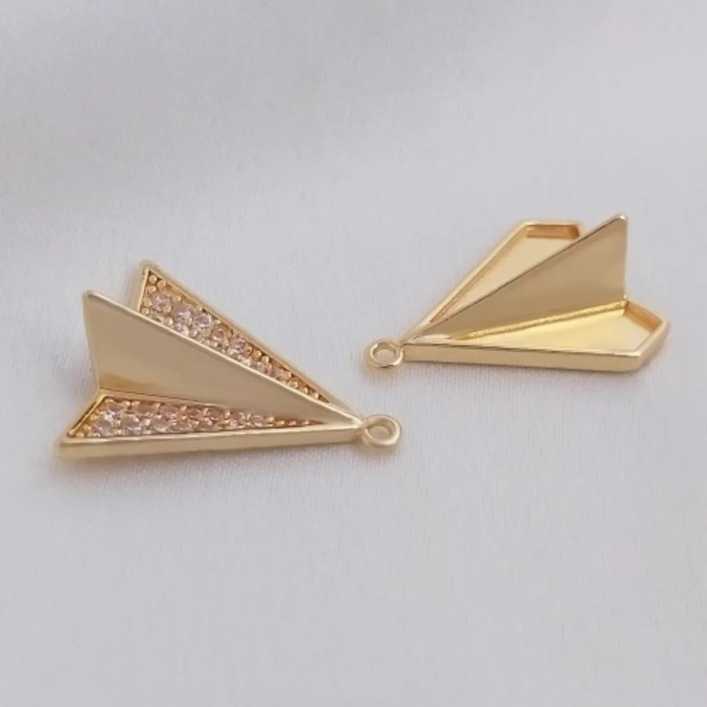 

1 шт. медные подвески 14 К золото цвет циркон инкрустированный модный кулон в виде самолета ручной работы DIY браслет ожерелье ювелирные изделия кулон кулон