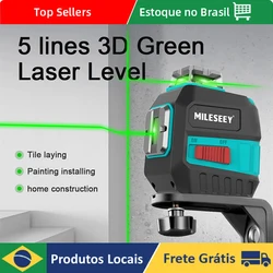 MiLESEEY 5 Linee 3D Livello Laser Verde Dispositivo di Livellamento Laser Orizzontale E Verticale Nivel Laser Linee Laser Professionali