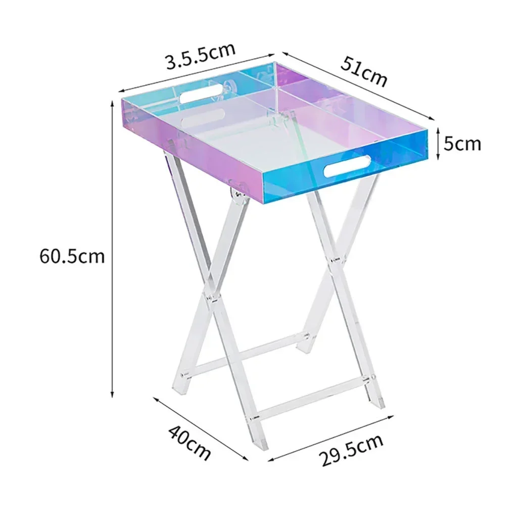 Przenośny składany akrylowy przezroczysty kolorowy luksusowy stolik kawowy stolik nocny Sofa Side modny stojak do przechowywania rekwizyty strzelanie