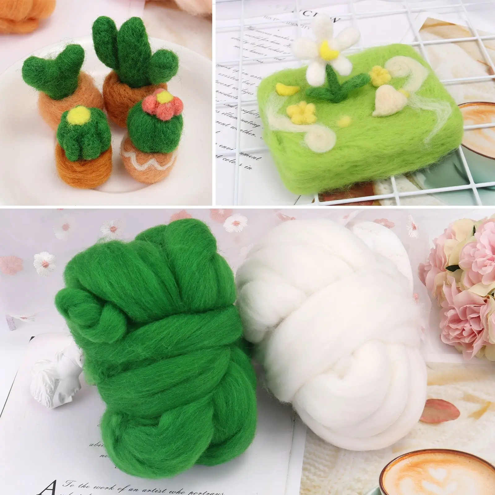 5g/Bag Multicolor Wool Felting DIY Cactus Ornament Felt Toys Craft Basic Materials Sheep Wool Felting Handmade Poke Tools