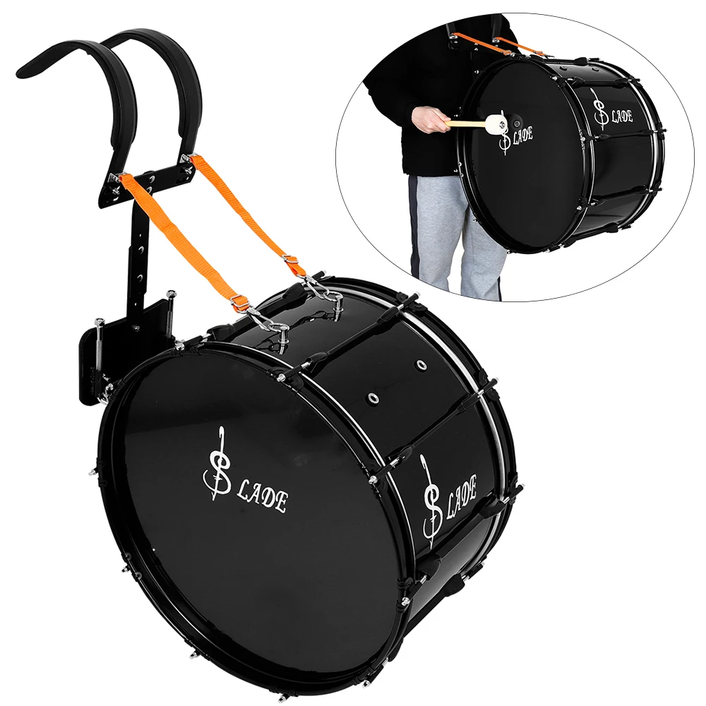 

SLADE Marching Bass Drum Drum Kit Metal+Solid Wood Drum with Drum Stick Screw Wrench Strap Nut Percussion Drum Accessories
