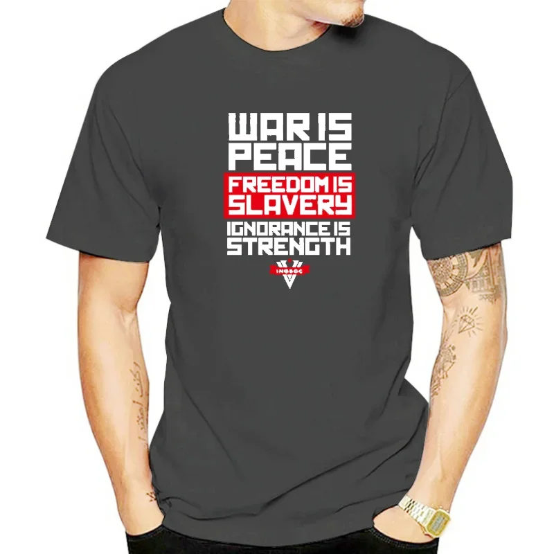 Fashion tee-shirt man tee Tshirt men summer top tees Ingsoc slogan George Orwell 1984 Big Brother Socialism War is Peace new