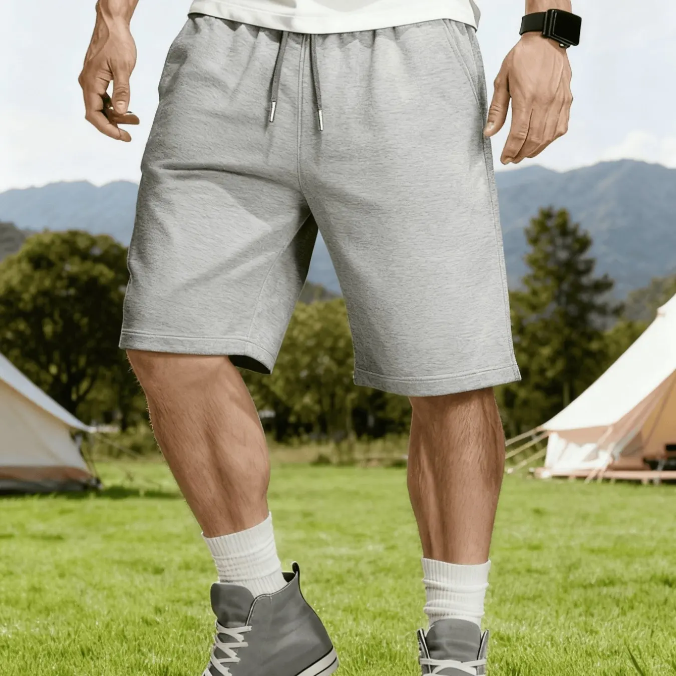 Men's Knitted Sports Casual Shorts, Summer New Style, Simple Multifunctional Sports Pants, Fitness and Outdoor Enthusiasts
