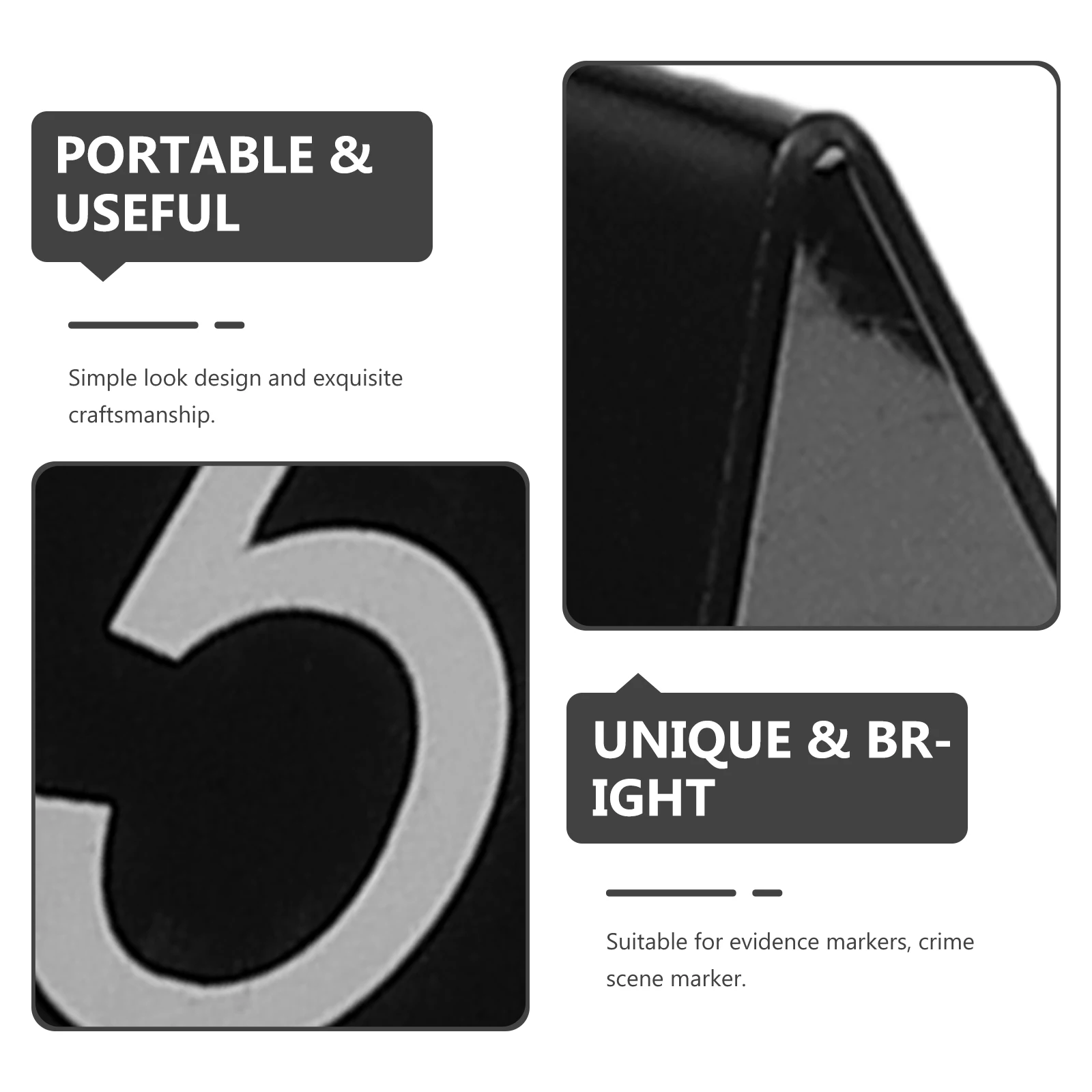 

10 pcs Detective Clue Cards Acrylic Triangle Evidence Signs 55x63mm Yellow Black for Crime Scene Table NumberMarkers