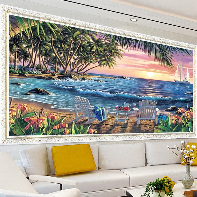 

5D Diamond painting for home decoration, DIY, sea, beach, landscape, full drill, embroidery, wall art, cross stitch, DIY