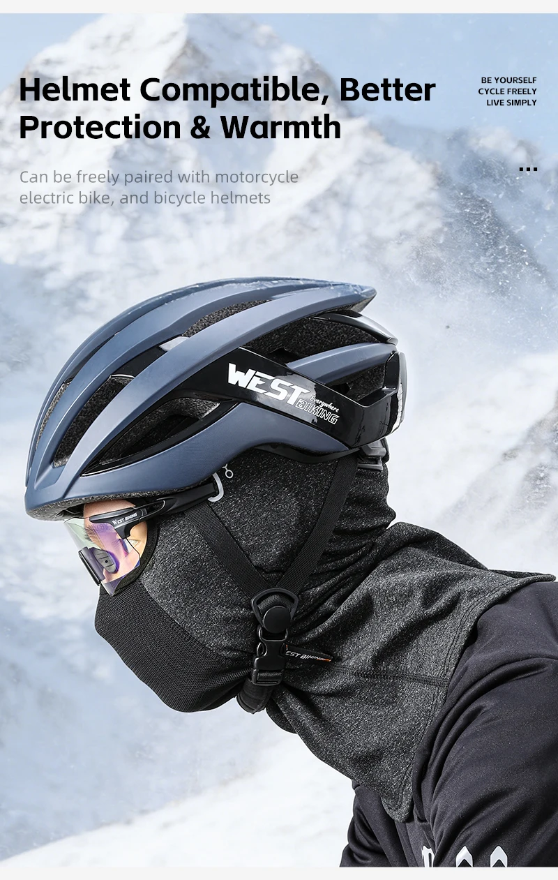 WEST BIKING Thermo-Balaclava Winddichte Gesichtsmaske mit Netzbelüftung Ski Motorrad Fleece Nackenwärmer Helmkompatibel – Detail 12