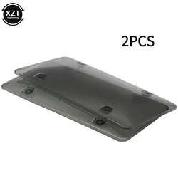 2 Pcs Universal Car License Plate Frame Transparent Grey Tag Frame Cover Shield Waterproof License Protector Cover Car Accessori