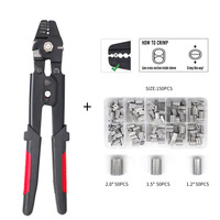 Stainless Steel Wire Rope Crimping Plier Kit with 8-shaped Aluminum Sleeve  American Outdoor Portable Fishing Pliers Hand Tool