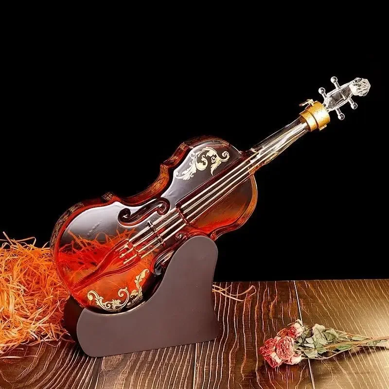 

Special-shaped Violin Decorative Statue High Borosilicate Glass Wine Bottle Model Creative Decor Sealed Empty Bottle Ornament