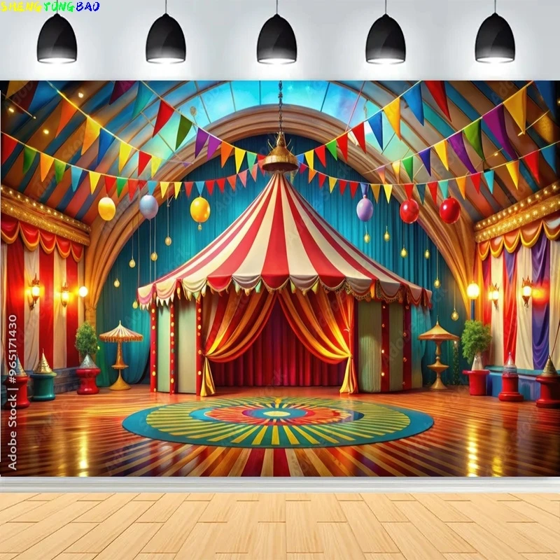 

Circus Amusement Park Birthday Photography Backdrops Amusement Park Ferris Wheel Baby Carnival Party Photo Background MXT-02