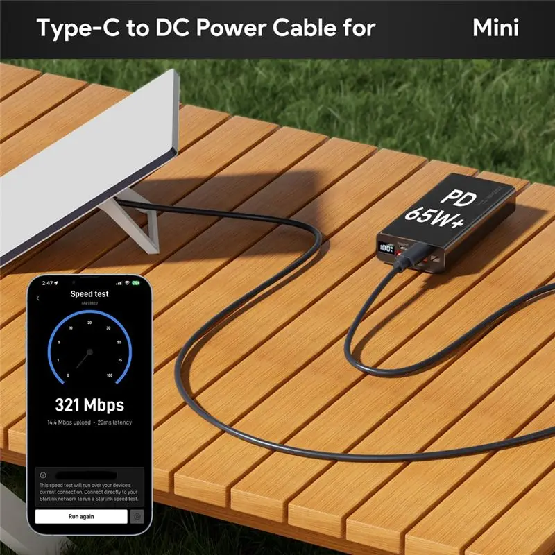 B76B Power Cable for Starlink Mini, USB-C to DC Power Cord Type-C Male Extension Cable Waterproof 2M for Outdoor