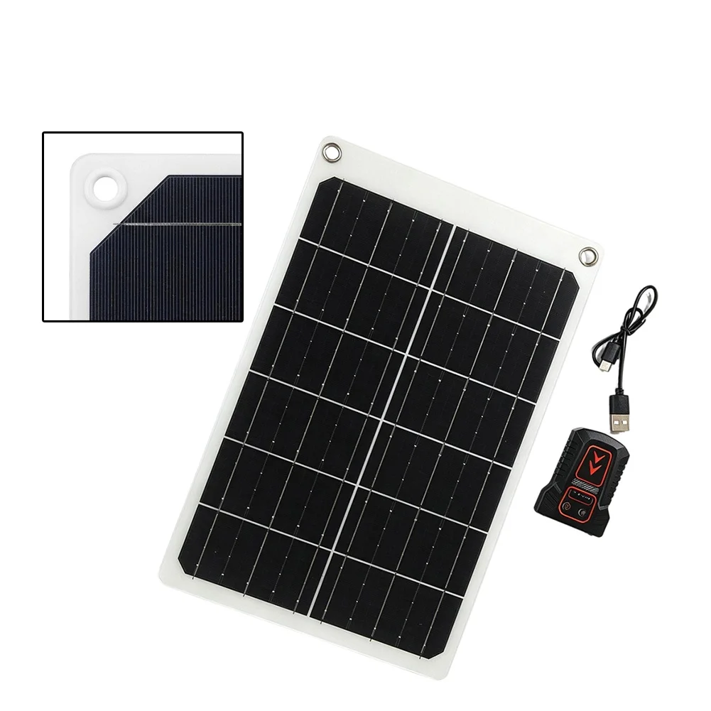 15W for Solar Panel for Power Bank Charging and Clip Light Function 24.5% Efficiency Portable 315x200x25mm Black ABS Unit