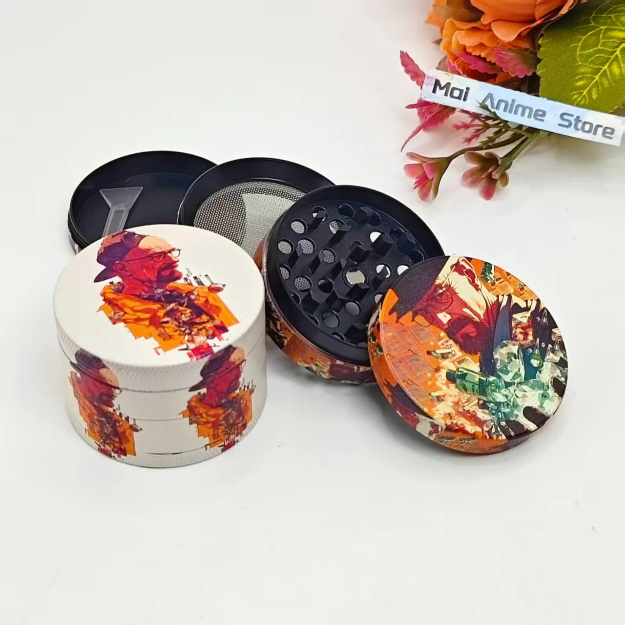 

2-дюймовая мельница для трав из фильма, металлическая мельница для специй, 4-слойная ручная мельница для перца, соли, ступка, пестик, табак, необработанная трава, инструмент для дыма, сигарет