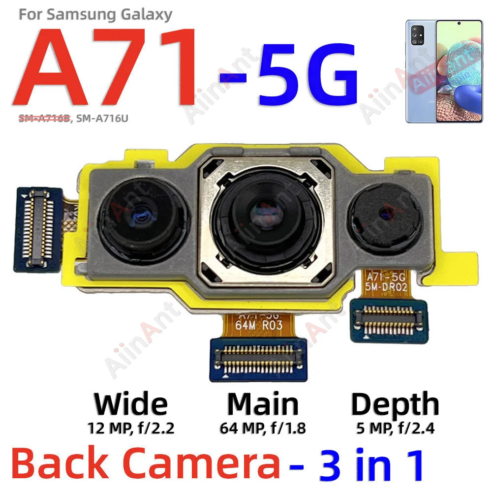 Aiinant Kleine Voorkant Selfie Terug Macro Diepte Brede Hoofd Achteruitrijcamera Flex Kabel Voor Samsung Galaxy A60 A70 A 70S A71 4G 5G
