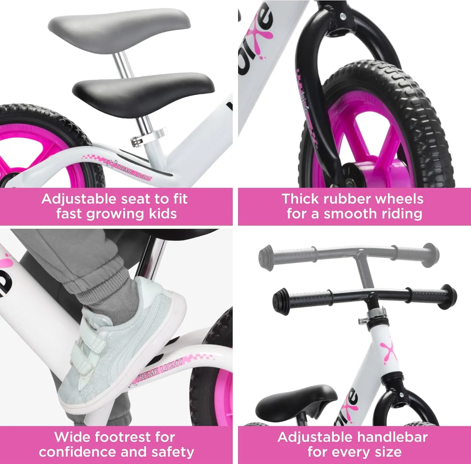 Aluminum Balance Bike for Kids and Toddlers - Lightweight No Pedal Training Bicycle - Bikes for 2-5 Years Old, Pink