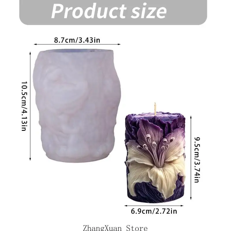 Dekorative Kerzenform aus Silikon mit zartem Blumenmuster für Heimwerker 3XUF – Detail 6