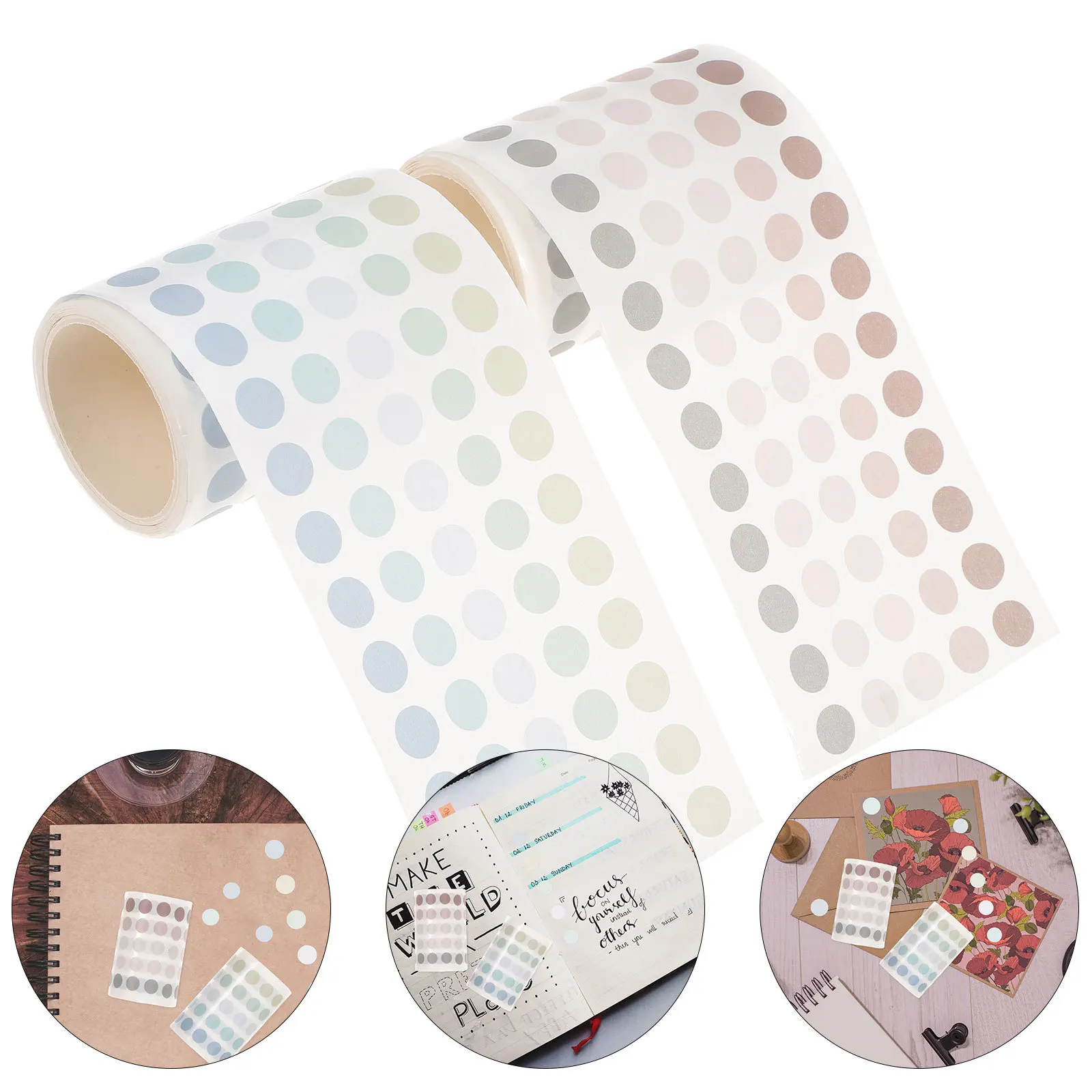 

2 Rolls Colored Dot Stickers PP Material DIY Scrapbook Diary Planner Self-Adhesive Decorative Label Tags Stickers