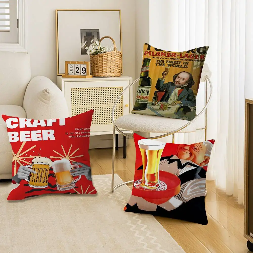 

80s Design Beer Cushion Cover Car Throw Pillow Case For Sofa Car Christmas Gift 40x40cm 45x45cm