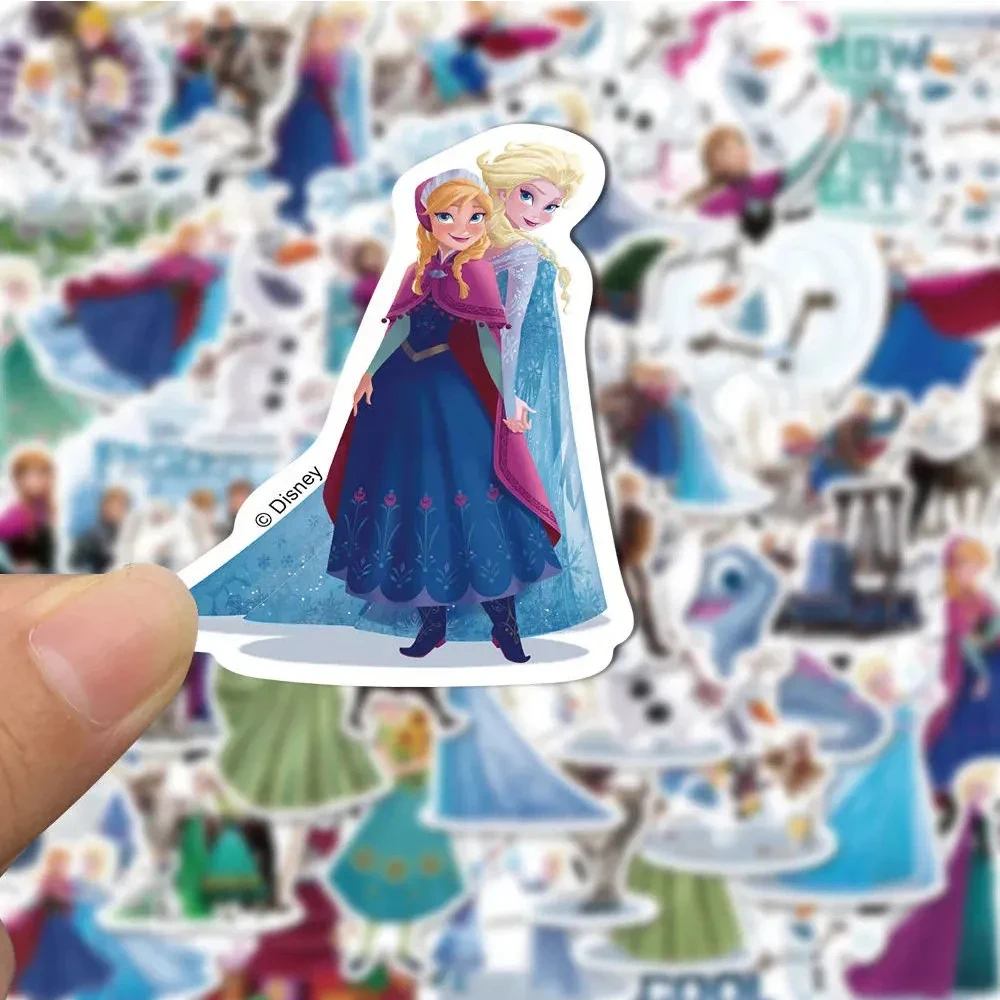 50pcs Kawaii Disney Frozen Anime Elsa Anna Stickers DIY Water Bottle Phone Luggage Cute Cartoon Princess Graffiti Decals Decor