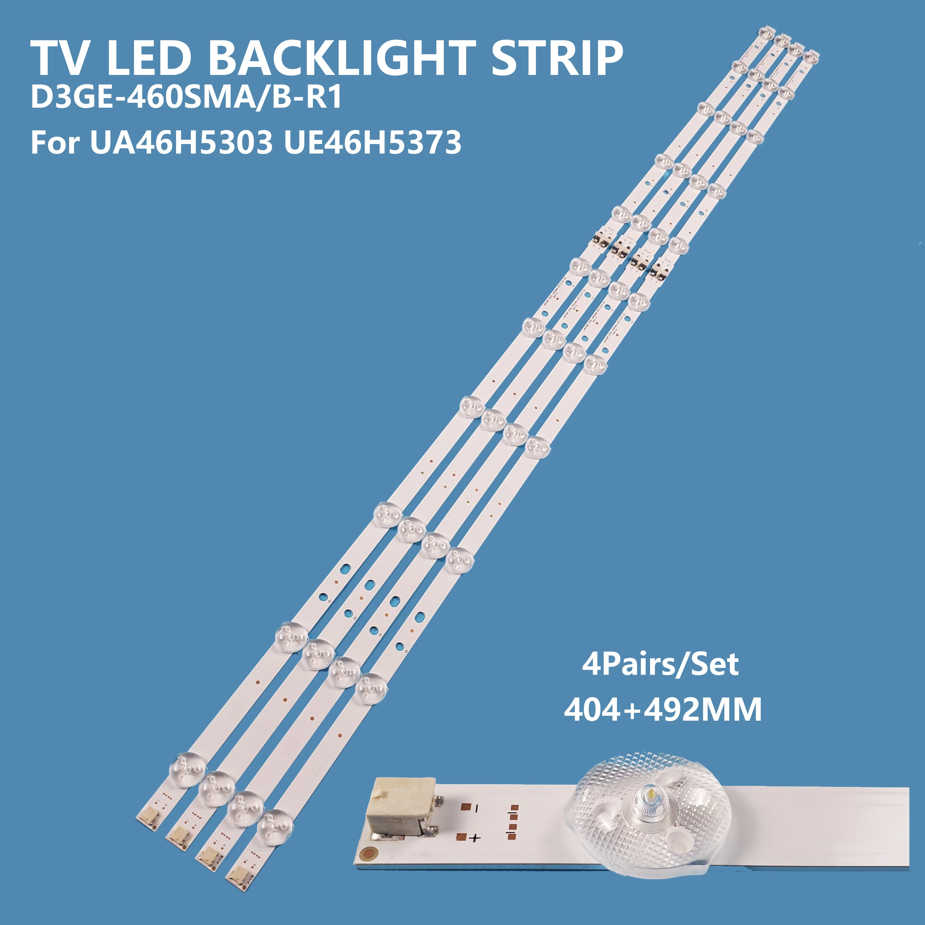 8Pcs/set Smart TV LED Backlight Bar Strip D3GE-460SMA/B-R1R2 for Samsung 46inch UA46H5303 UE46H5373 Accessories Repair