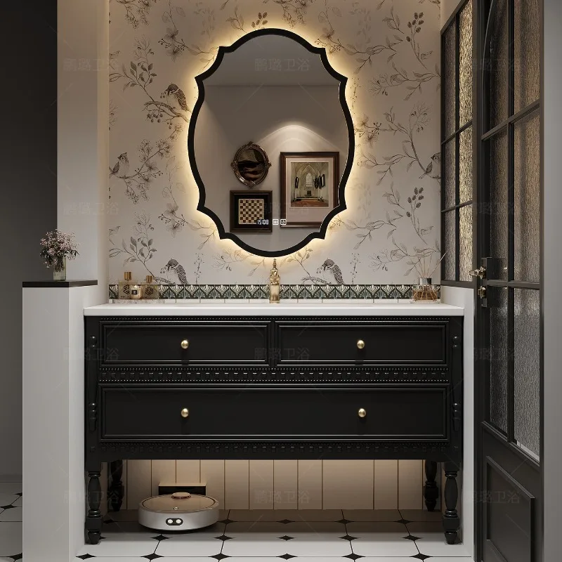 

French-style Bathroom Cabinets Vintage Granite Bathroom Cabinets Ceramic Integrated Basin Home Furniture In Particolare ZY40YSG