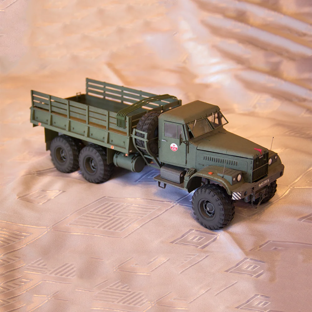 Soviético Kraz-255B Militar Truck Paper Model, 1:25, Manual DIY Jigsaw Puzzle, Brinquedo