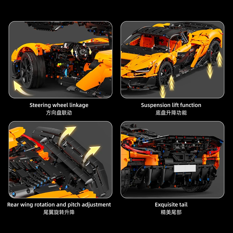 متوفر T5051 MOC التقنية 1:6 البرتقال سيارة رياضية اللبنات الطوب تجميع نموذج لعب للبنين هدية الكريسماس مجموعة #5