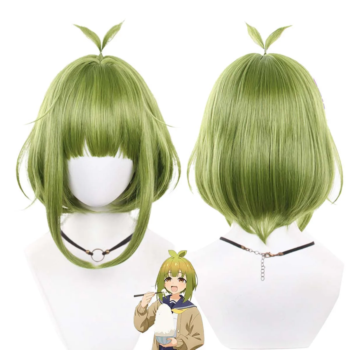 

Аниме My Deer Friend Nokotan Косплей Meme Bashame Светло-зеленый короткий парик из волос Боб