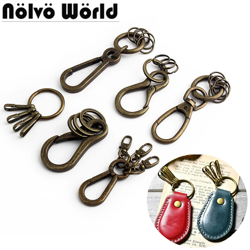 

50PCS Bronze Metal Swivel Snap Hook Climbing Keychain For Leather Backpack Bags Belt Jeans O Ring Key Ring Pendant Accessories