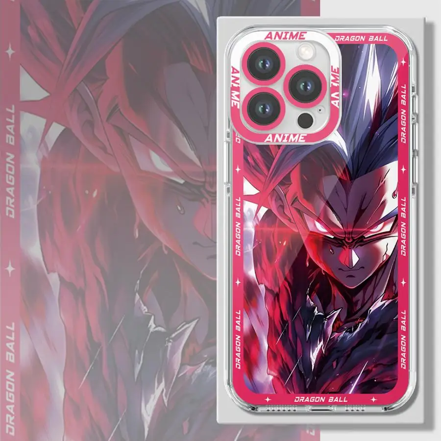 حافظة شفافة لهاتف آيفون 13 12 11 Pro MAX XR 16e 16 15 14 Plus 17 Air 12 Mini 7 8 Dragon Ball Gohan Vegeta Goku