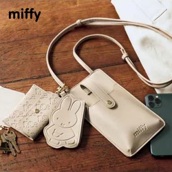 Kawaii Miffy Crossbody Phone Bag Cartoon Cute Change ID Card Bag Keychain Pendant 3-Piece Set Boy and Girl Toy Gift